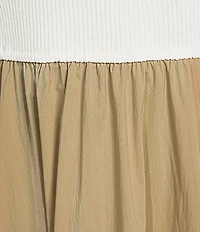 ELAN Mixed Media V-Neck Sleeveless A-Line Midi Dress