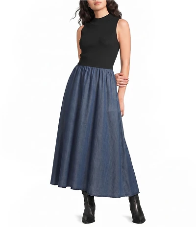 Elan Mock Neck Sleeveless Midi Dress