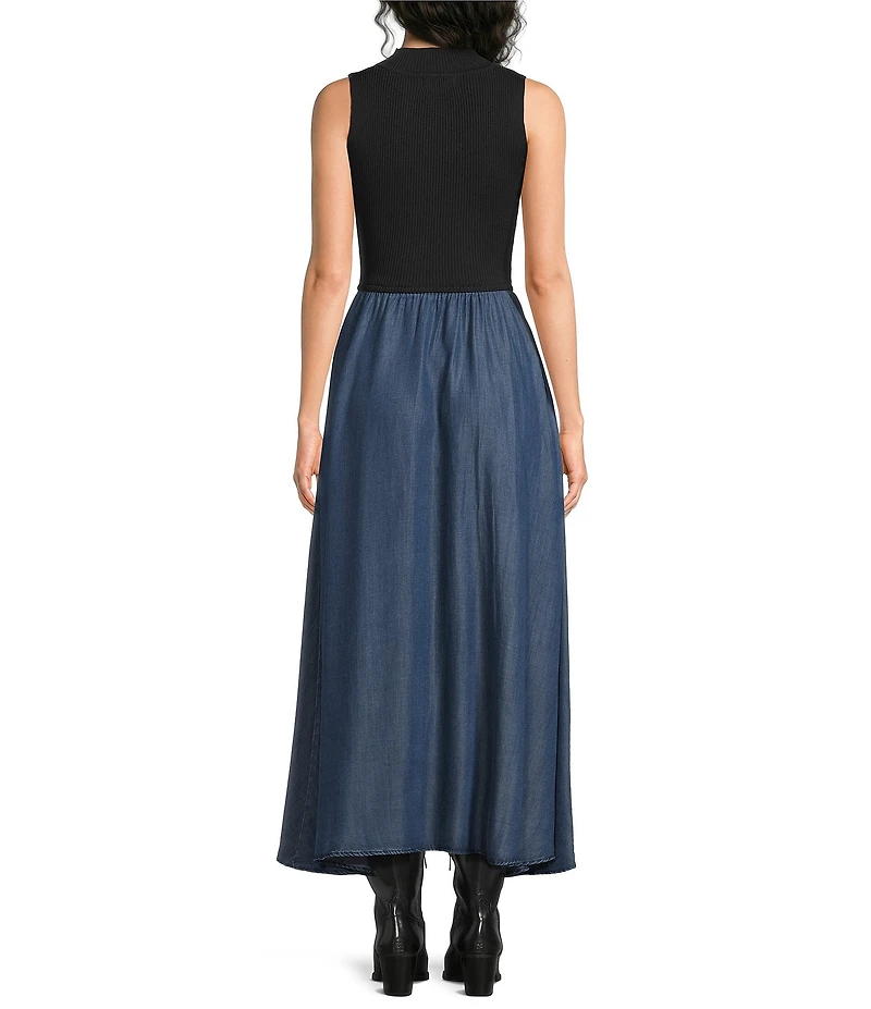 Elan Mock Neck Sleeveless Midi Dress