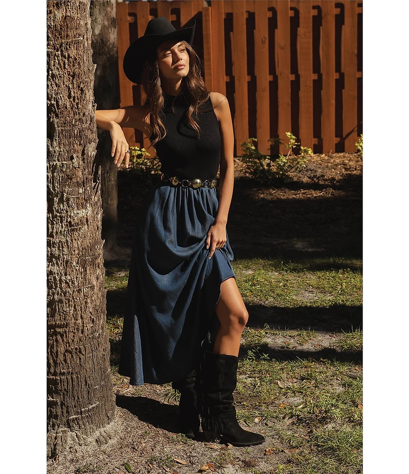 Elan Mock Neck Sleeveless Midi Dress