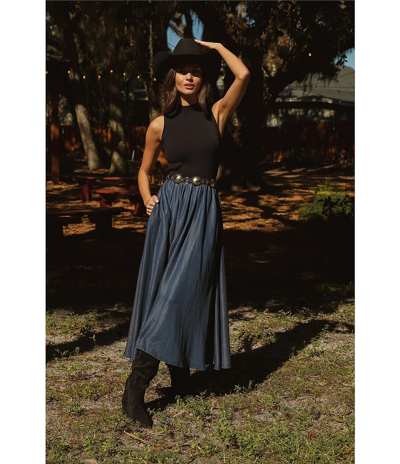 Elan Mock Neck Sleeveless Midi Dress
