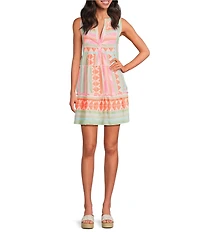 ELAN Neon Split V-Neck Sleeveless A-Line Dress