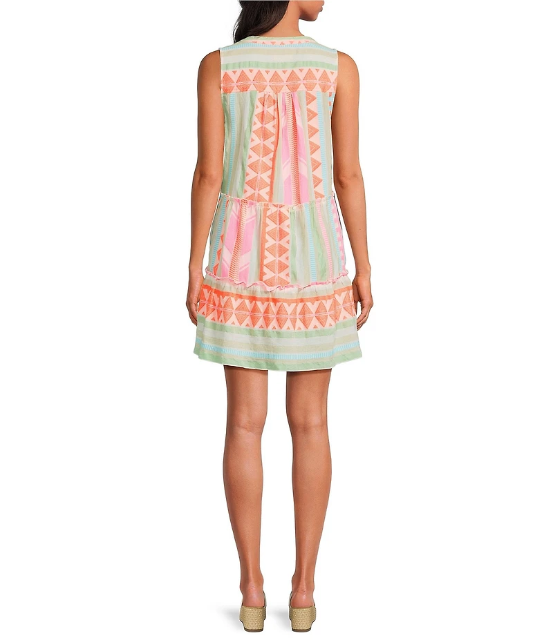 ELAN Neon Split V-Neck Sleeveless A-Line Dress