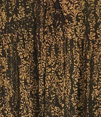 ELAN Paisley Tie Neck Long Sleeve Babydoll Dress
