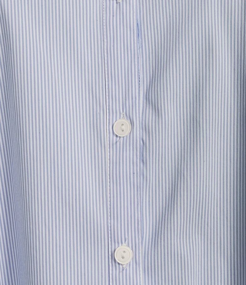 ELAN Point Collar 3/4 Balloon Sleeve Button Front A-Line Dress
