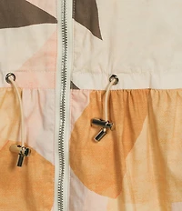 ELAN Prism Print Point Collar Short Sleeve Drawstring Waist Zip Front Dress