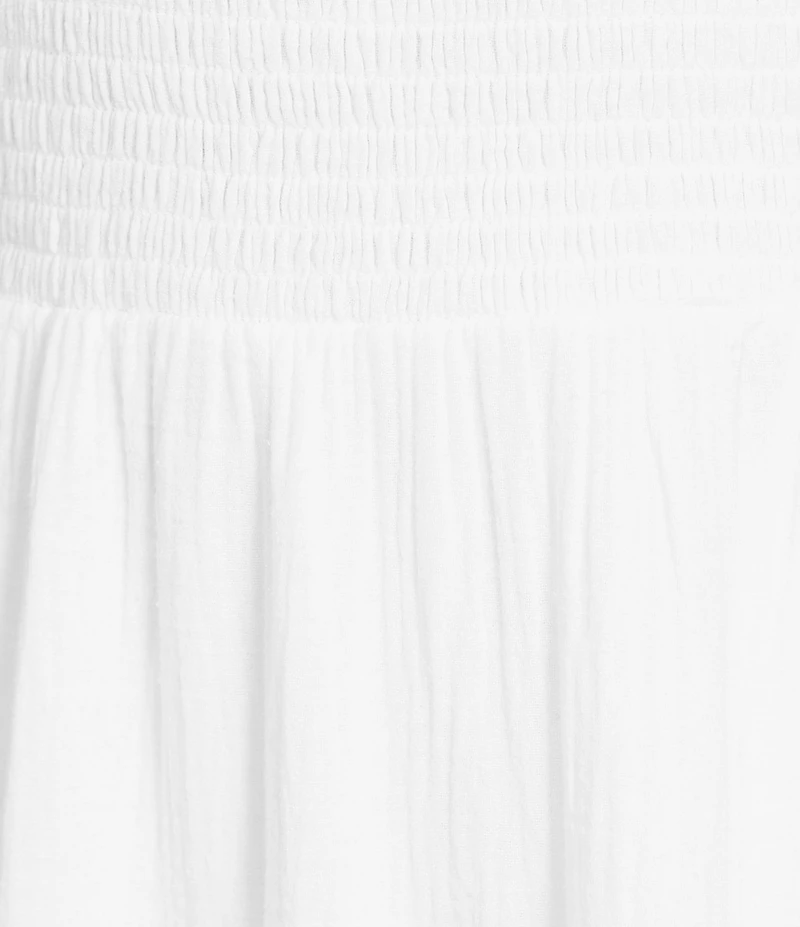 ELAN Solid Woven One Shoulder Neck Smocked Bodice A-Line Maxi Dress