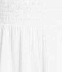 ELAN Solid Woven One Shoulder Neck Smocked Bodice A-Line Maxi Dress