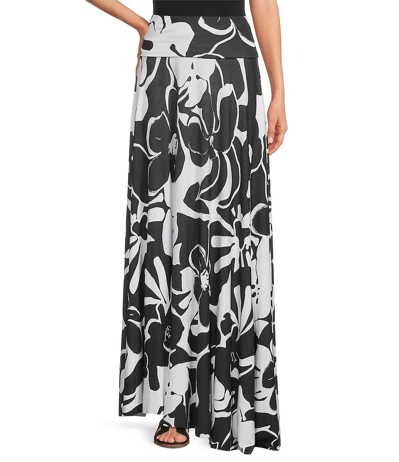 ELAN Stretch Knit Floral Print Strapless Convertible Dress