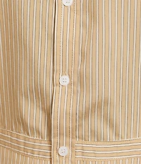 ELAN Stripe Collared Long Sleeve Button Front Drop Waist Shirtdress