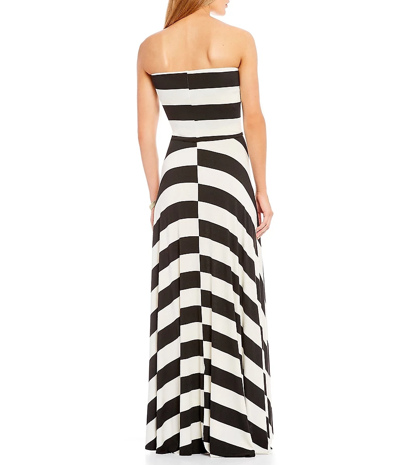 ELAN Striped Convertible Strapless Maxi Dress