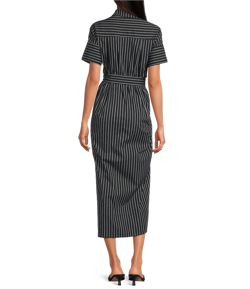 ELAN Striped Short Sleeve Oversized Maxi Shirtdress