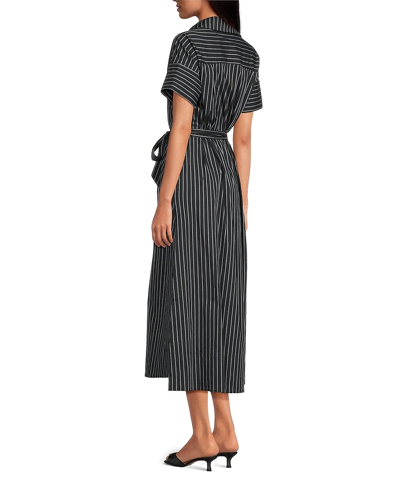ELAN Striped Short Sleeve Oversized Maxi Shirtdress