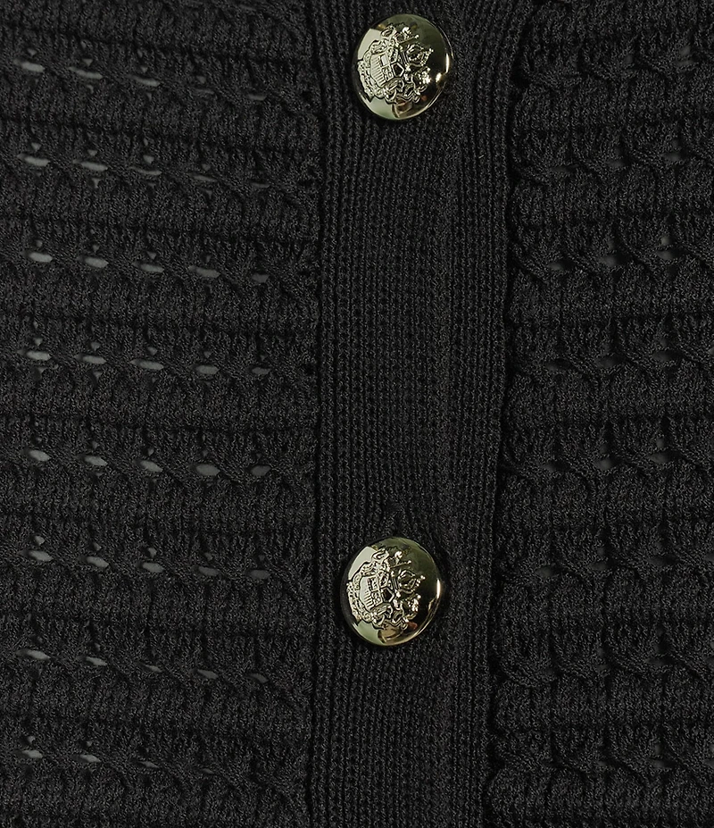 ELAN Sweater Knit Cap Sleeve Button Front Cardigan