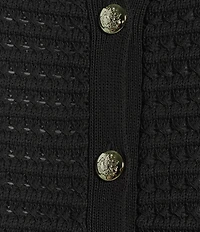 ELAN Sweater Knit Cap Sleeve Button Front Cardigan