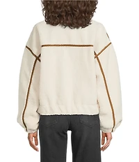 ELAN Teddy Long Sleeve Zip Front Bomber Jacket