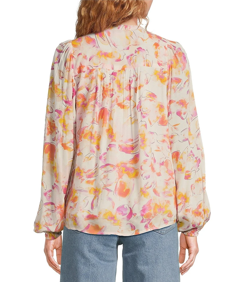 ELAN V-Neck Long Sleeve Print Shirt