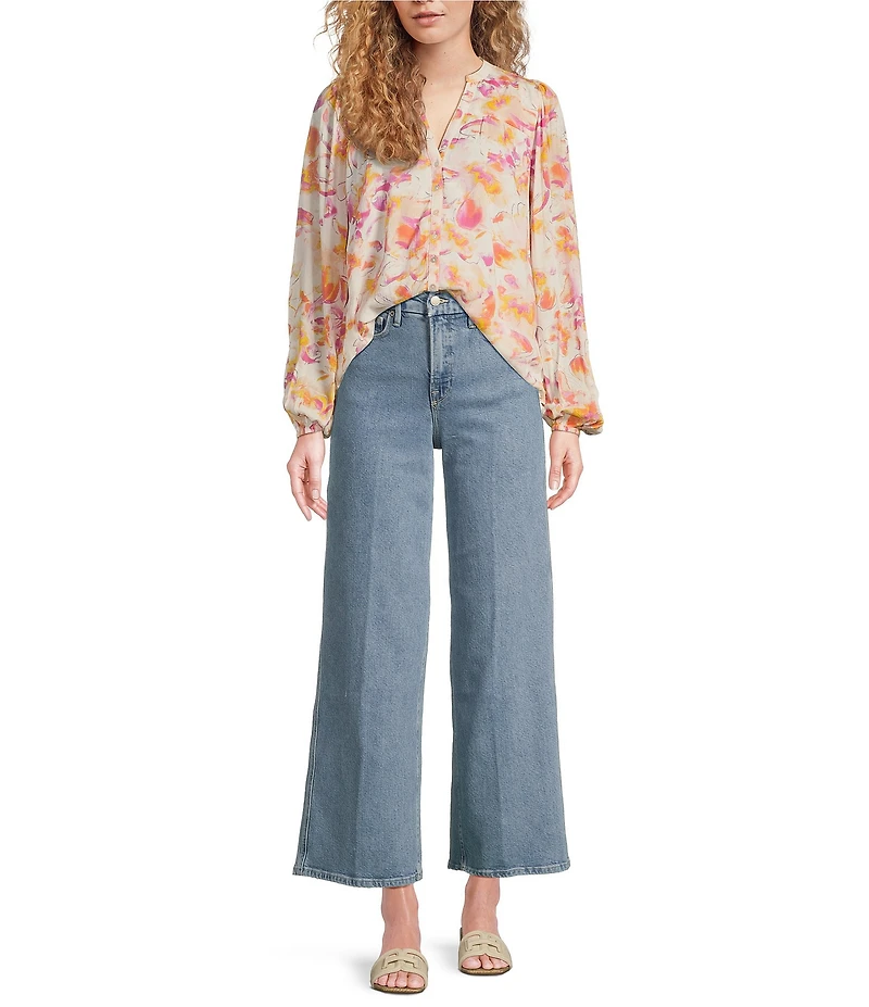 ELAN V-Neck Long Sleeve Print Shirt