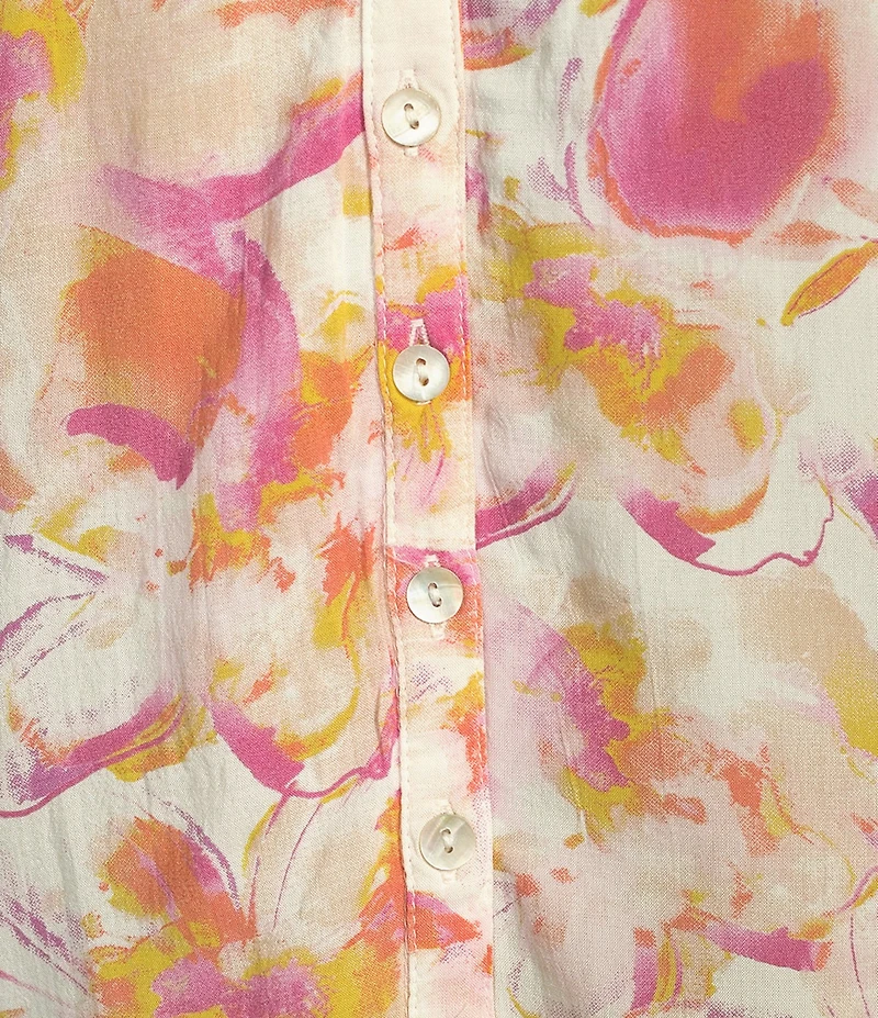 ELAN V-Neck Long Sleeve Print Shirt