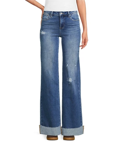 ELAN Wide Leg Cuffed Hem Jeans