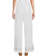 Elan Woven Embroidered Straight Leg Pull-On Coordinating Pants