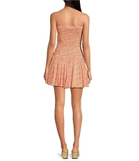 ELAN Woven Floral Square Neck Adjustable Spaghetti Strap Smocked Drop Waist Dress