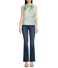 ELAN Woven Floral Tie V-Neck Sleeveless Flowy Top