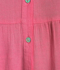 ELAN Woven Point Collar Bubble Sleeve Button Front Midi Shirt Dress