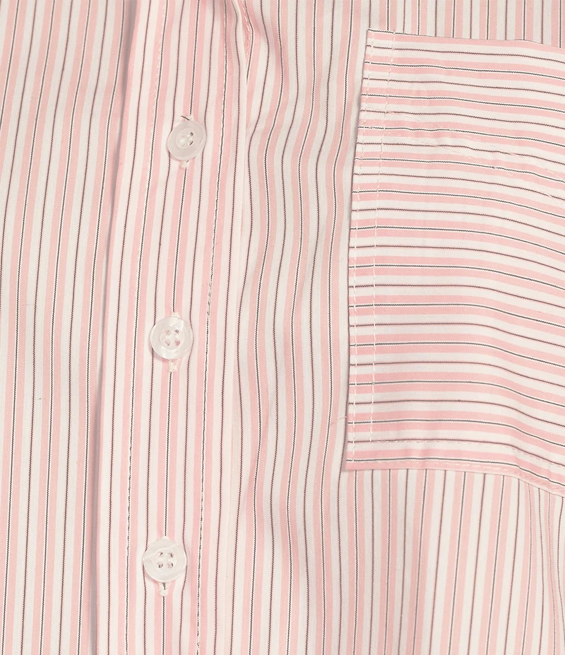 ELAN Woven Stripe Print Point Collar Long Sleeves Oversize Fit Button Front Boxy Shirt