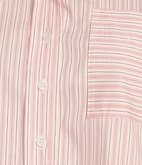 ELAN Woven Stripe Print Point Collar Long Sleeves Oversize Fit Button Front Boxy Shirt