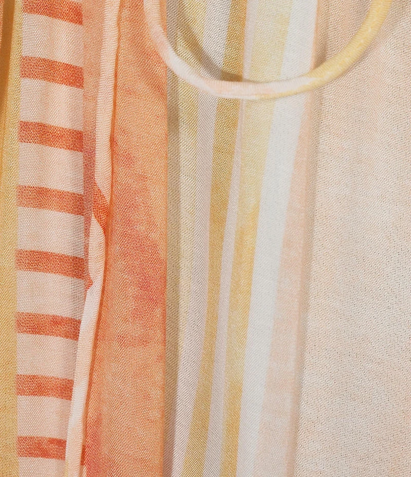 ELAN Woven Stripe V-Neck Spaghetti Strap Open Back Slip Maxi Dress