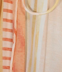 ELAN Woven Stripe V-Neck Spaghetti Strap Open Back Slip Maxi Dress