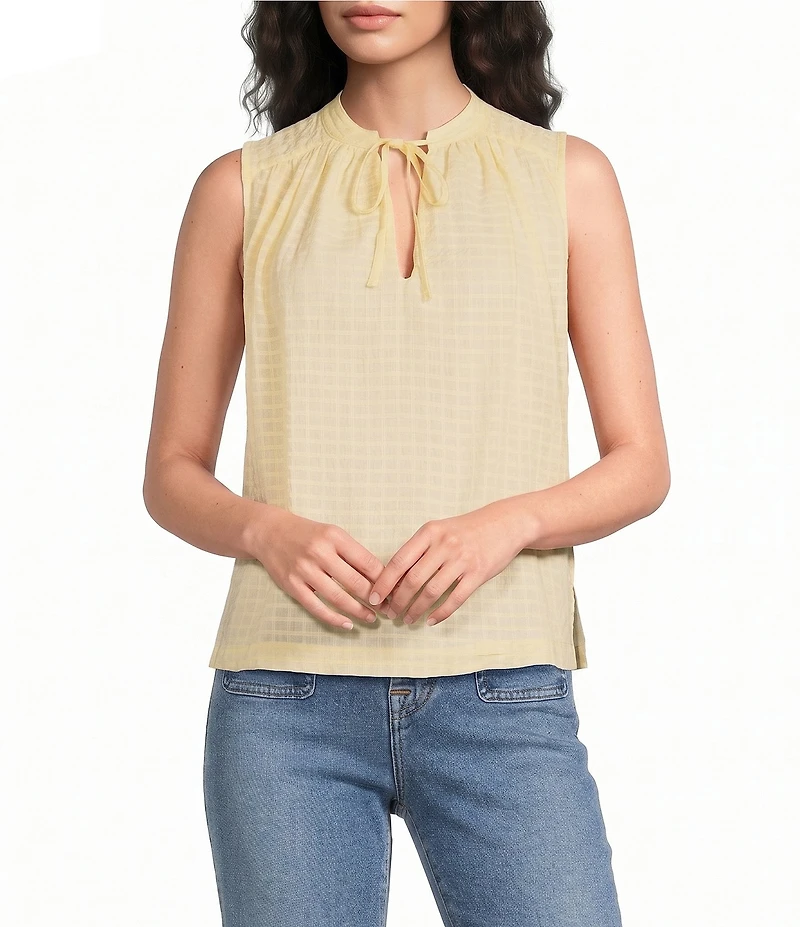 ELAN Woven Tie V-Neck Sleeveless Flowy Top
