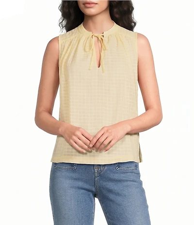 ELAN Woven Tie V-Neck Sleeveless Flowy Top