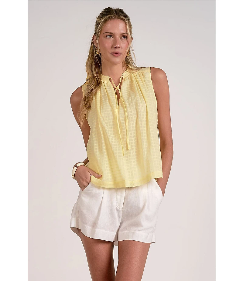 ELAN Woven Tie V-Neck Sleeveless Flowy Top