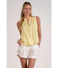 ELAN Woven Tie V-Neck Sleeveless Flowy Top