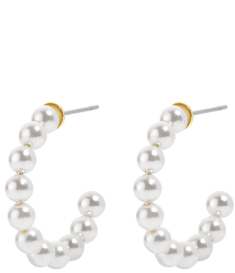 Electric Picks Beachwood Pearl Beaded Hoop Earrings
