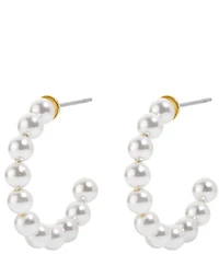 Electric Picks Beachwood Pearl Beaded Hoop Earrings