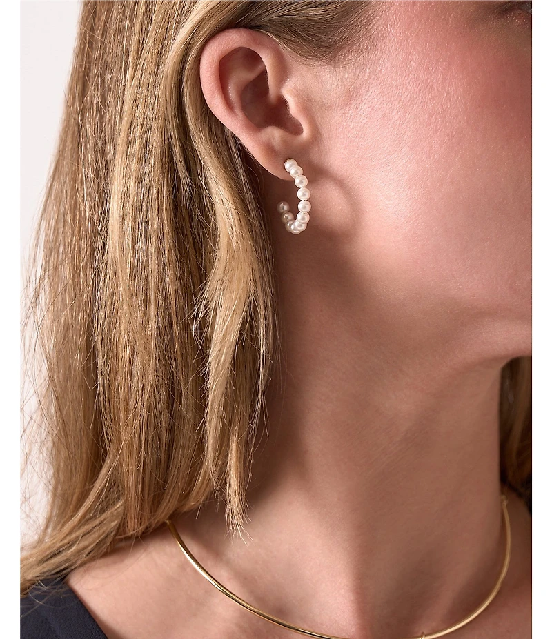 Electric Picks Beachwood Pearl Beaded Hoop Earrings