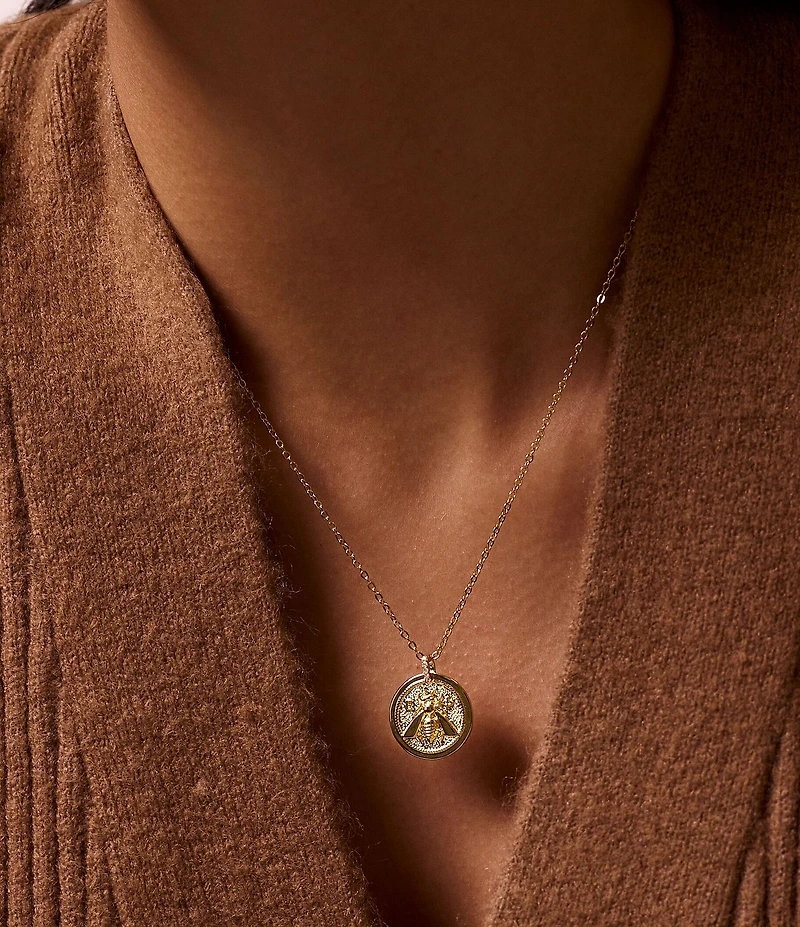 Electric Picks Honey Bee Short Pendant Necklace