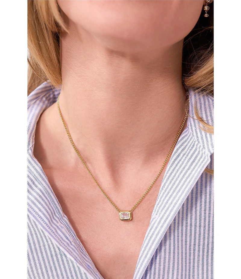 Electric Picks Mirage Square Rhinestone Short Pendant Necklace