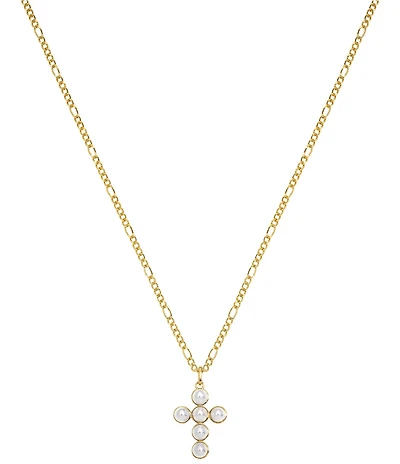 Electric Picks Pearl Cross Short Pendant Necklace