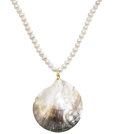 Electric Picks Siren Pearl Seashell Statement Pendant Resort Necklace