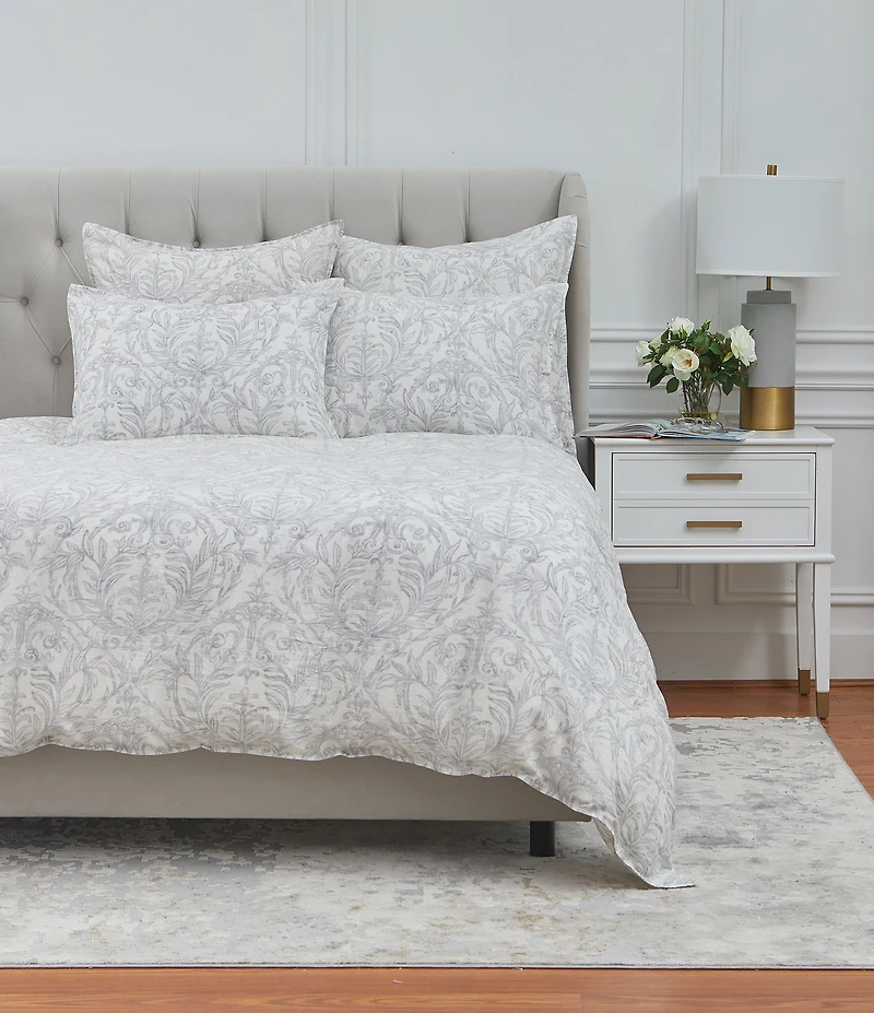 ELISABETH YORK Carolina Damask Interwoven Linen Cotton Duvet Cover