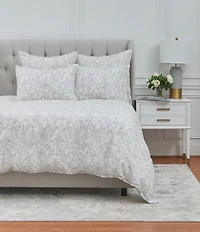ELISABETH YORK Carolina Damask Interwoven Linen Cotton Duvet Cover