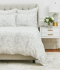 ELISABETH YORK Carolina Damask Interwoven Linen Cotton Duvet Cover