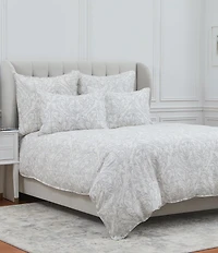 ELISABETH YORK Carolina Damask Printed Interwoven Linen Euro Sham