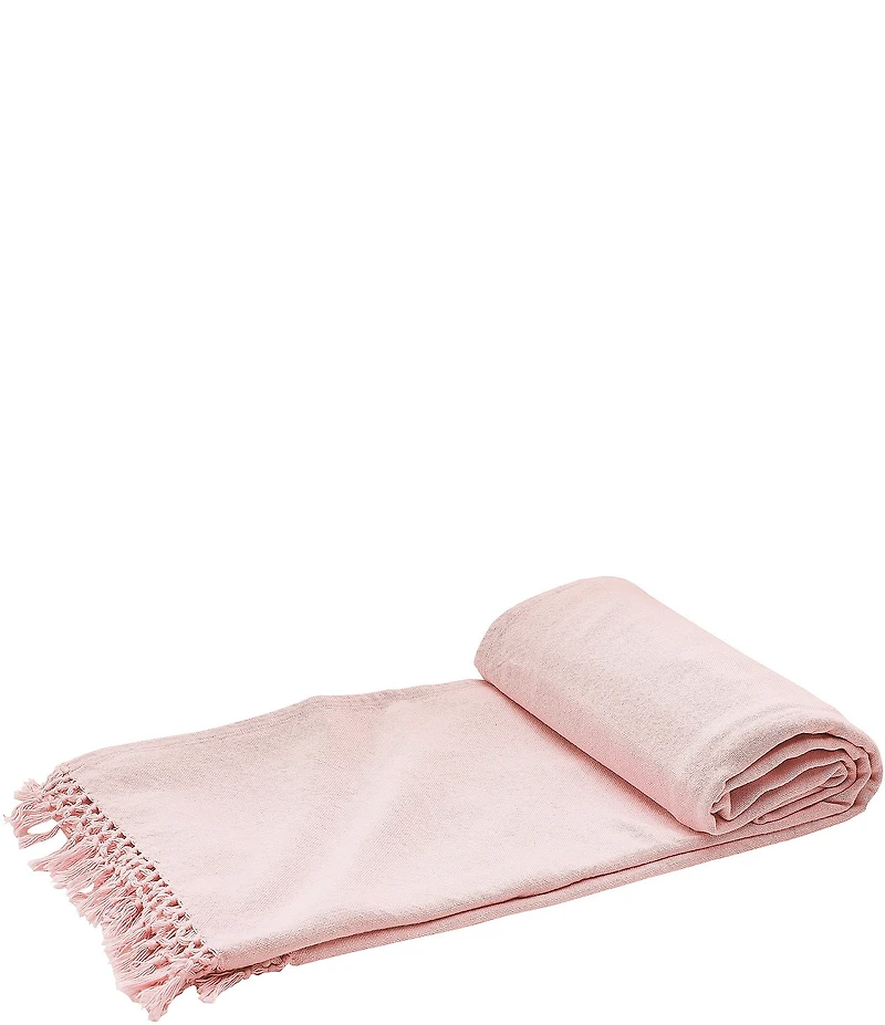 ELISABETH YORK Lavato Hand-Knotted Fringe Cotton Bed Throw Blanket