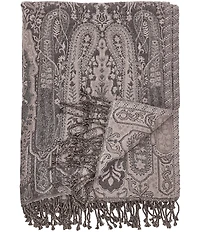 ELISABETH YORK Nerina Jacquard Yarn-Knotted Fringe Throw Blanket