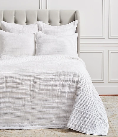 ELISABETH YORK Tess Dove Woven Pleated Cotton King Quilt